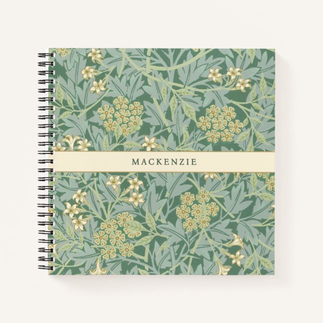 Personalized Green Jasmine Floral Pattern Notizbuch (Vorderseite)