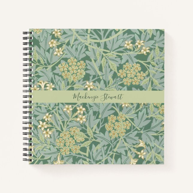 Personalized Green Jasmine Floral Pattern Notizbuch (Vorderseite)