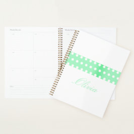 Personalized Green Poka Dots Planer