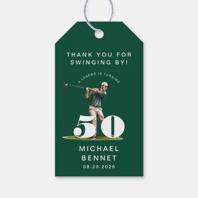 Personalized Green Sports Golf 50th Birthday Geschenkanhänger (Vorderseite)