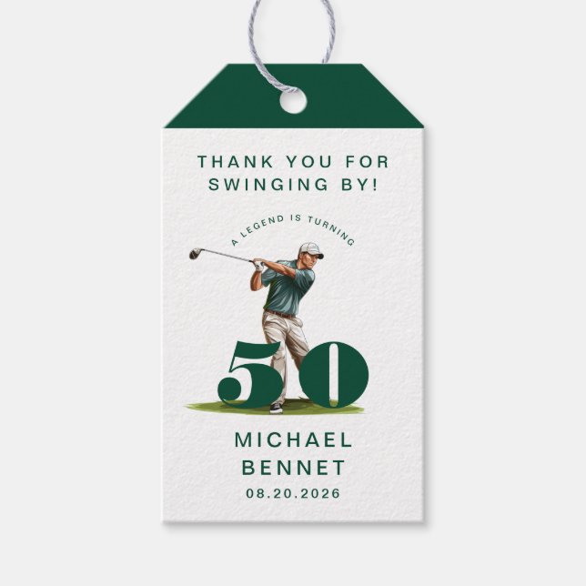 Personalized Green Sports Golf 50th Birthday Geschenkanhänger (Vorderseite)