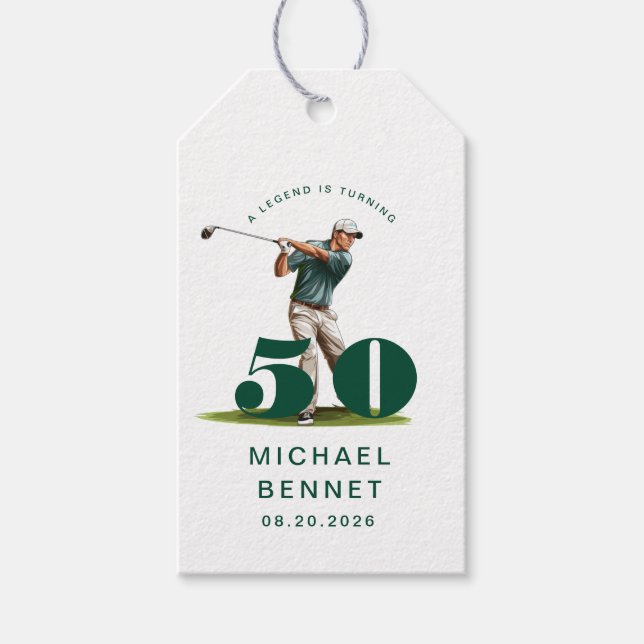 Personalized Green Sports Golf 50th Birthday Geschenkanhänger (Vorderseite)