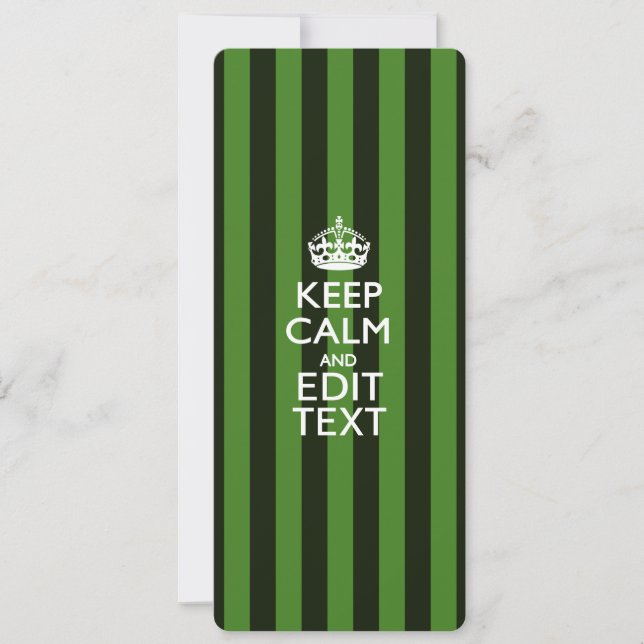 Personalized Green Stripes Keep Calm Your Text (Vorderseite)