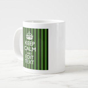 Personalized Green Stripes Keep Calm Your Text Jumbo-Tasse