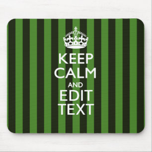 Personalized Green Stripes Keep Calm Your Text Mousepad