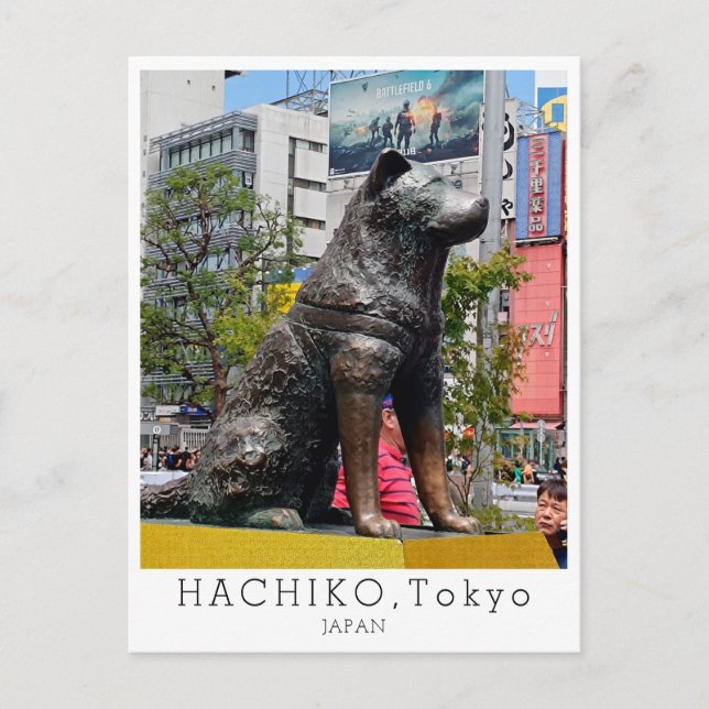 Personalized, Greetings from TOKYO, Hachiko, Japan Postkarte (Vorderseite)