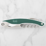 Personalized Groomsman's Monogram and Name Kellnermesser<br><div class="desc">Add a personal touch to your wedding with personalized groomsman's monogram and name gift. This design features personalized groomsman's name with title and wedding date in white and monogram in light emerald green as background, in classic serif font style, on emerald green background. Also perfect for best man, father of...</div>
