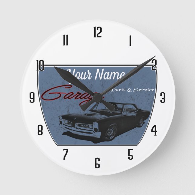 Personalized GTO Garage Runde Wanduhr (Vorderseite)