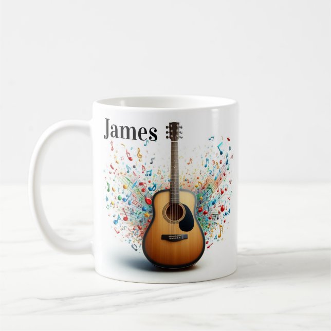 Personalized guitar coffee mug kaffeetasse (Links)