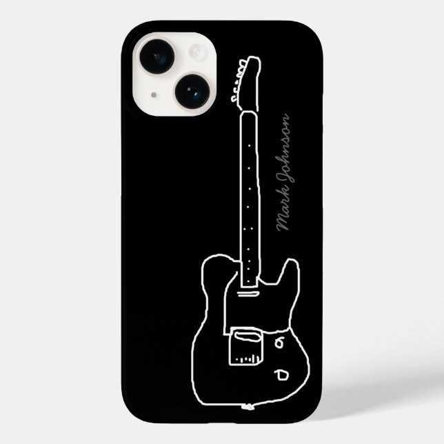 personalized guitar on black Case-Mate iPhone hülle (Rückseite)