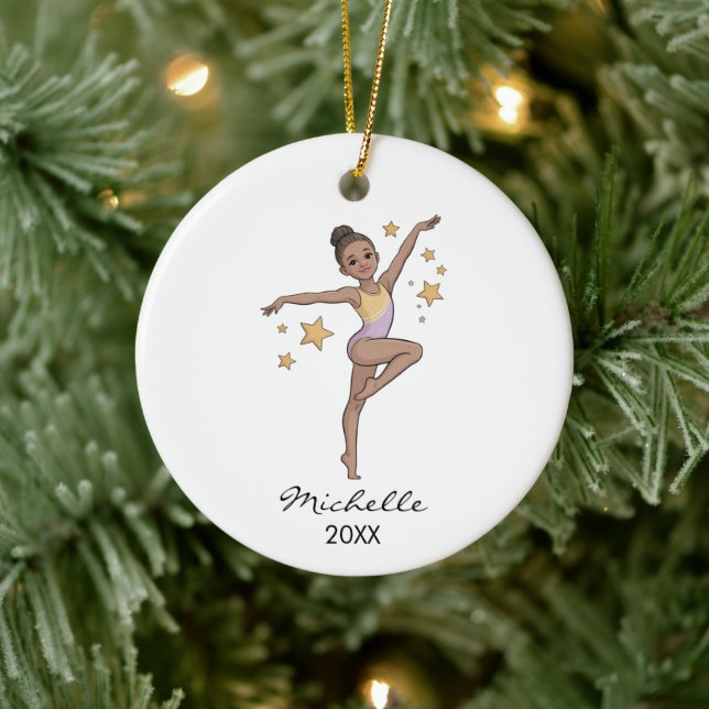  Personalized Gymnast gymnastics Girl Christmas  Keramik Ornament (Baum)