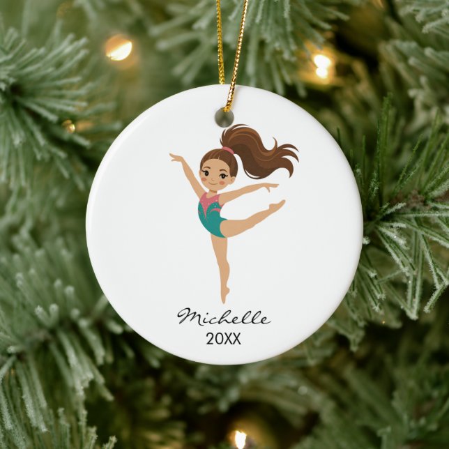  Personalized Gymnast gymnastics Girl Christmas  Keramik Ornament (Baum)
