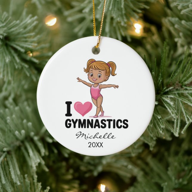  Personalized Gymnast gymnastics Girl Christmas  Keramik Ornament (Baum)