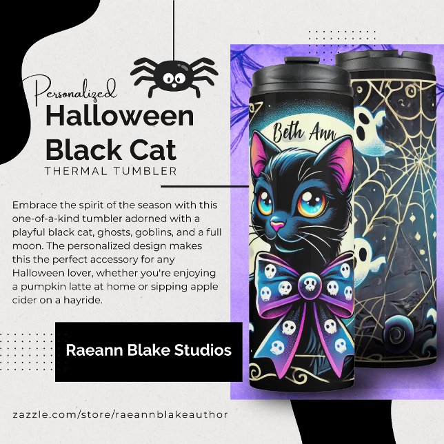 Personalized Halloween Black Cat Thermal Tumbler Thermosbecher (Von Creator hochgeladen)