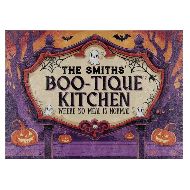 Personalized Halloween Boo-Tique Kitchen Schneidebrett (Vorderseite)