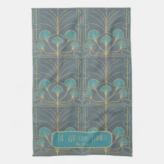 Personalized Hand drawn Art Deco Fountain Tile Geschirrtuch