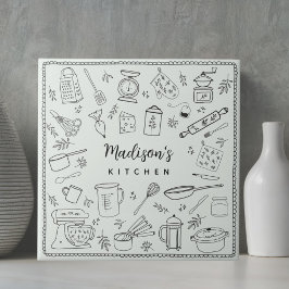 Personalized Hand Drawn Kitchen Cooking Utensils Fliese