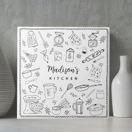 Personalized Hand Drawn Kitchen Cooking Utensils Fliese