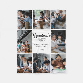 Personalized Handwritten Grandma 8 Photo Collage Fleecedecke