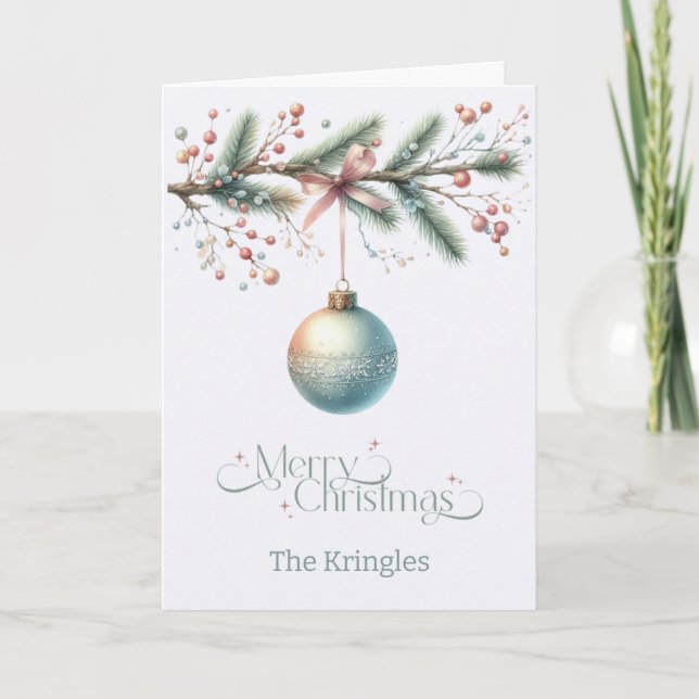 Personalized Hanging Ornament Christmas Card Karte (Vorderseite)