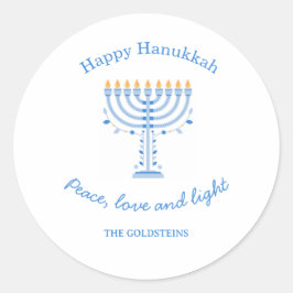 Personalized Hannukah labels - Happy Hanukkah Runder Aufkleber