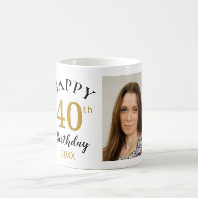 Personalized Happy 40th Birthday 5 Photo Collage  Kaffeetasse (Mittel)