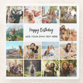 Personalized Happy Birthday Photo Collage Glasuntersetzer
