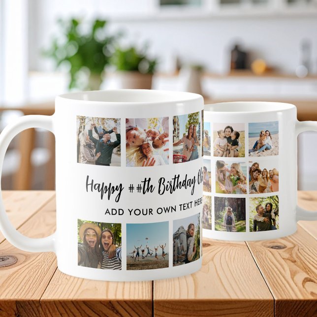 Personalized Happy Birthday Photo Collage Mug Kaffeetasse (Von Creator hochgeladen)