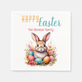 Personalized Happy Easter Bunny Eggs Family  Serviette