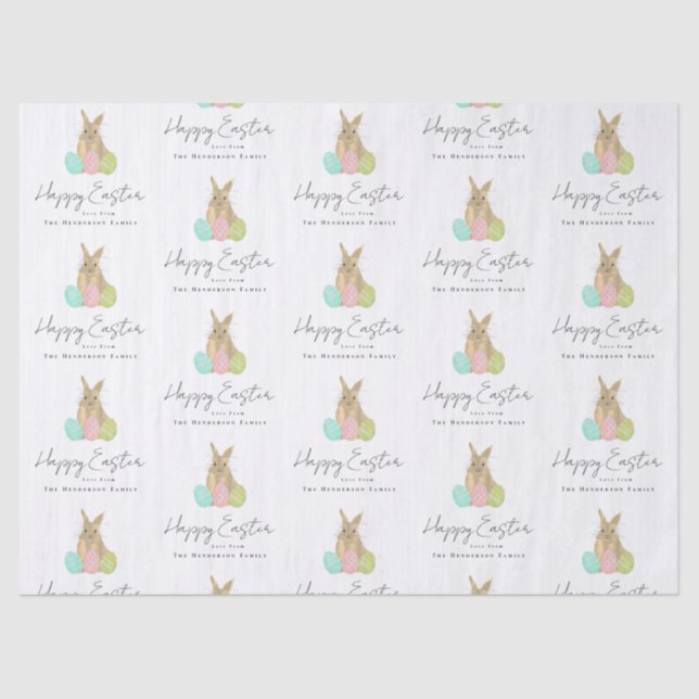 Personalized Happy Easter Bunny Watercolor Seidenpapier (Vorderseite)