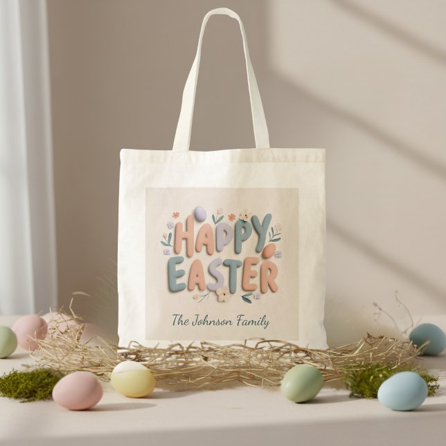 Personalized Happy Easter Family Tote Bag (Créateur téléchargé)