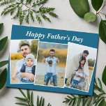 Personalized Happy Father's Day Photo Collage Blue Karte<br><div class="desc">Cute blue Happy Father's Day card with a family photo collage of a son or daughter. Personalize this cute gift for your dad with your 3 favorite family pictures.</div>
