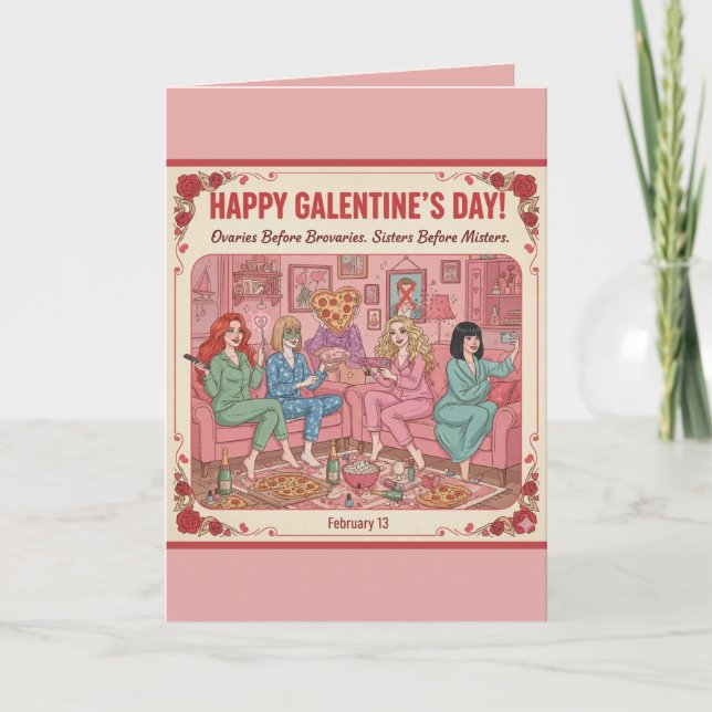 Personalized Happy Galentine's Day Pizza Card Karte (Vorderseite)