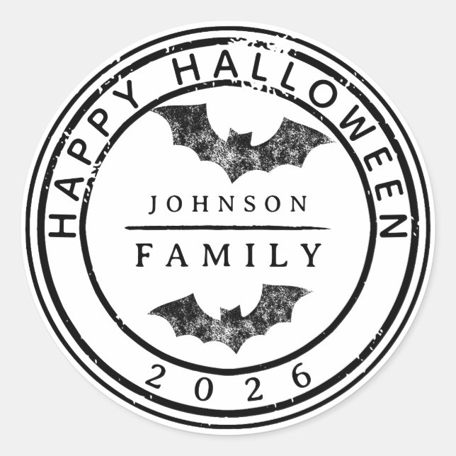 Personalized Happy Halloween Custom Family Name Runder Aufkleber (Vorderseite)