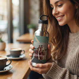 Personalized happy holidays family photo water Edelstahlflasche