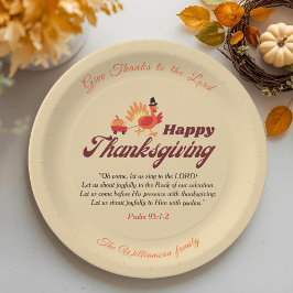 Personalized Happy Thanksgiving with Bible Verse Pappteller