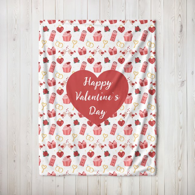 Personalized Happy Valentine’s Day Fleece Blanket (Von Creator hochgeladen)