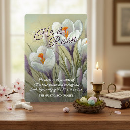 Personalized He Is Risen Crocus Floral Easter Card Feiertagskarte
