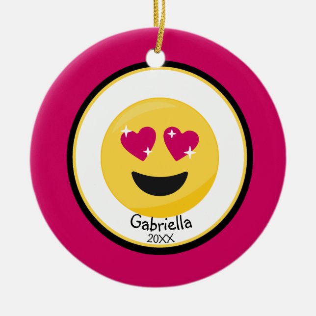 Personalized Hear Eyes Love Emoji Ornament (Vorne)