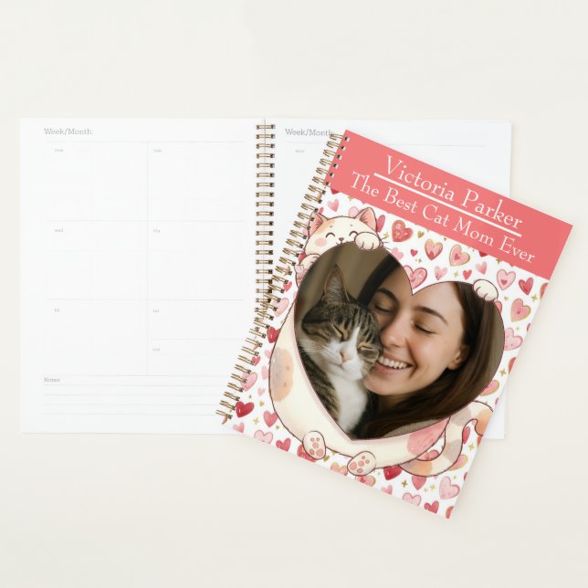 Personalized Heart Cat Hug Photo Planner  Planer (Anzeige)