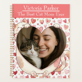 Personalized Heart Cat Hug Photo Planner  Planer
