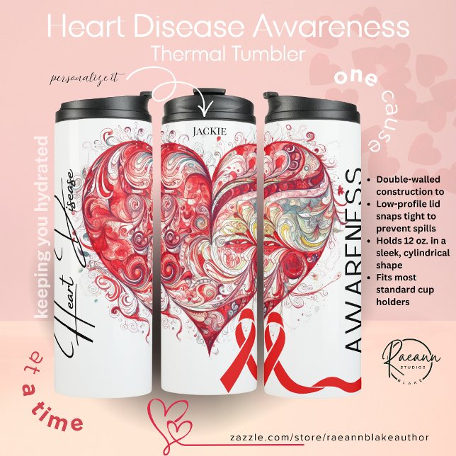 Personalized Heart Disease Awareness  Thermosbecher (Von Creator hochgeladen)