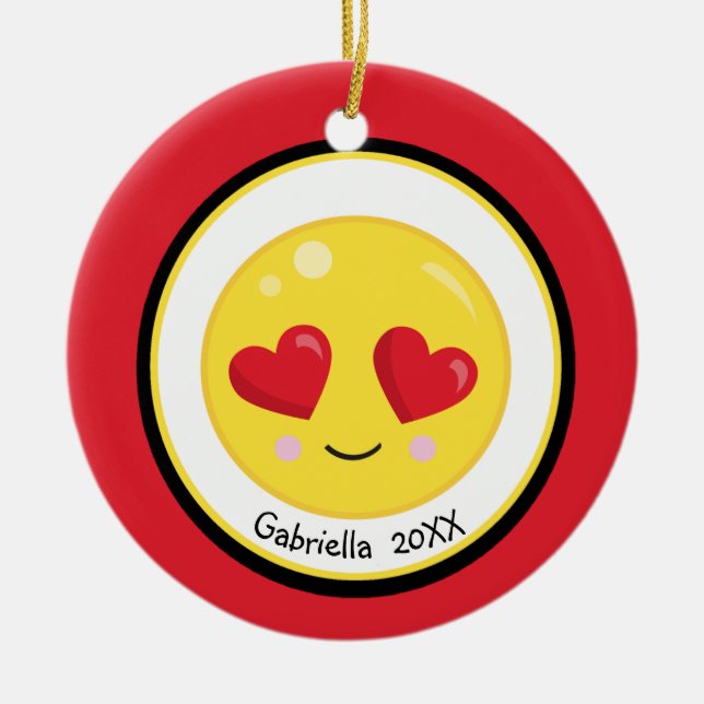 Personalized Heart Eyes Love Emoji Ornament (Vorne)
