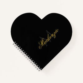 Personalized Heart Initials Heart Shaped Black Notizbuch