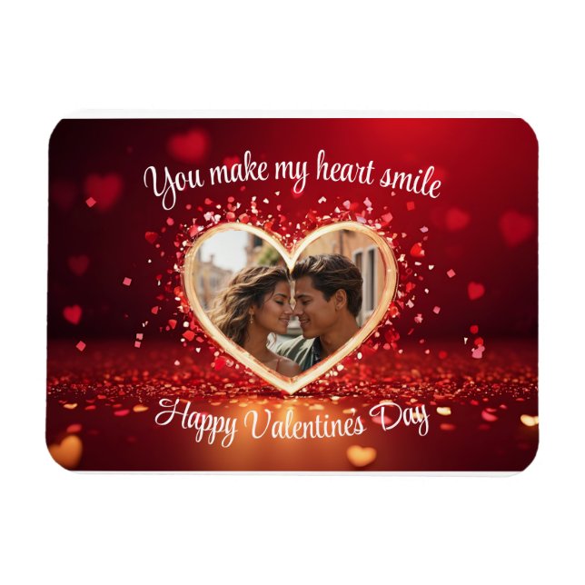 Personalized Heart Photo Frame Magnet (Horizontal)