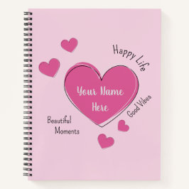 Personalized Hearts Spiral Notebook Sketchbook Notizbuch