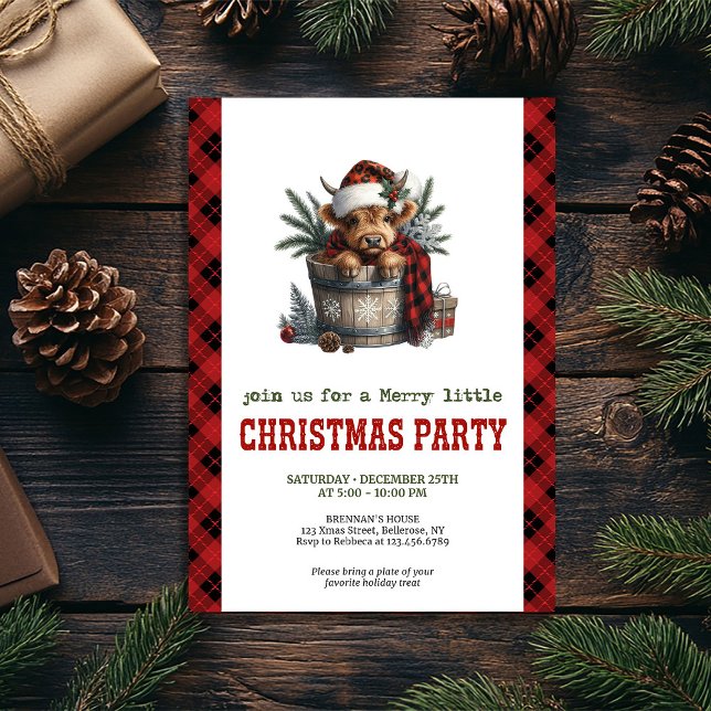 Personalized highland cow festive party invite einladung (Personalized highland cow festive party invite)