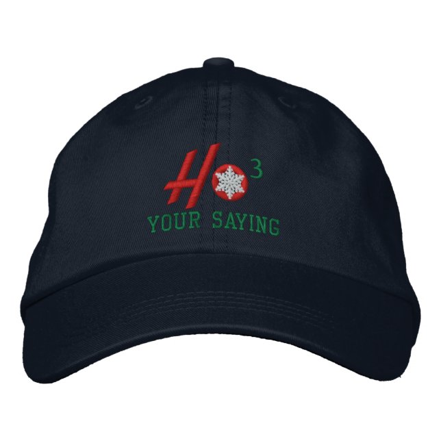 Personalized Ho Ho Ho Snowflake Lovers Red Bestickte Baseballkappe (Vorderseite)