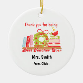 Personalized Holiday Gift for Educators Keramik Ornament