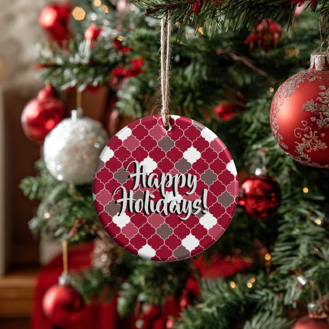 Personalized Holiday Quatrefoil Christmas Keramik Ornament (Thoughtful Custom Gift Idea for Milestones, doubles as an ornament or a collectible gift tag.
)